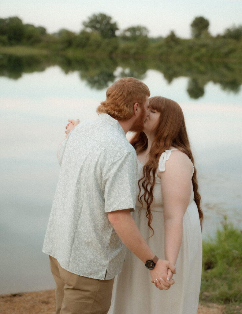 Couple dancing together at their romantic Davenport engagment photo shoot